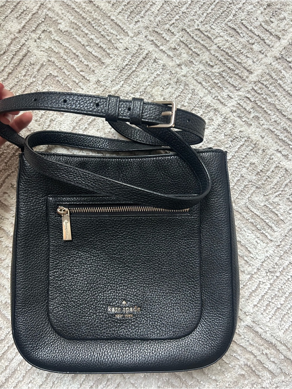 kate spade Black Pebbled Leather Crossbody with Front Zip Pocket - Picture 3 of 7